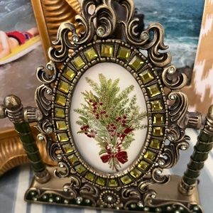 Bijou Picture Frame w Foil Stamped Embossed Holiday/Winter Design